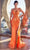Ladivine CD0220 - Beaded Illusion Scoop Prom Gown Prom Dresses 2 / Orange