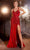 Ladivine CD0220 - Beaded Illusion Scoop Prom Gown Prom Dresses 2 / Red