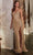 Ladivine CD0227 - Sequined Plunging V-Neck Prom Gown Prom Dresses 2 / Mocha Gold