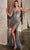 Ladivine CD0227 - Sequined Plunging V-Neck Prom Gown Prom Dresses 2 / Smoky Blue