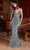 Ladivine CD0232 - Jeweled Plunging V-Neck Prom Gown Prom Dresses 2 / Smoky Blue