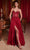 Ladivine CD0234 - Illusion Midriff Sweetheart Prom Gown Prom Dresses 2 / Red