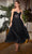 Ladivine CD275T - Strapless Glitter Tea-Length Dress Cocktail Dresses 2 / Black