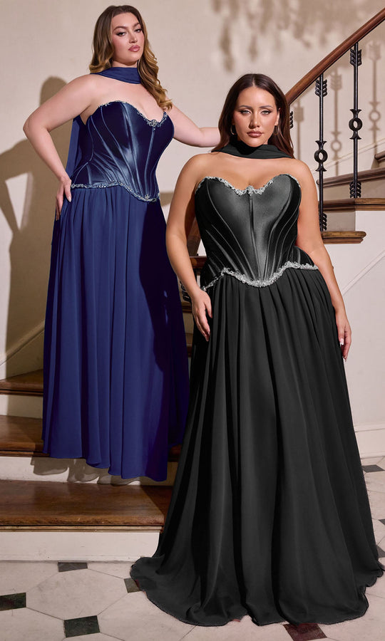 Ladivine CD668C - Satin Corset Beaded Trim Ballgown