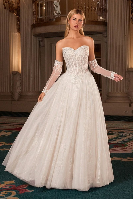 Ladivine CD717W - Embroidered Lace Sweetheart Wedding Gown