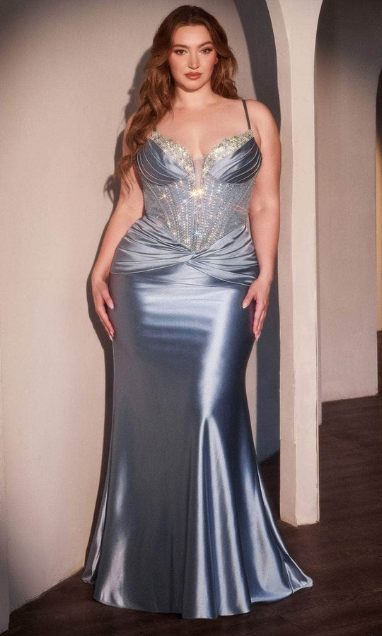 Ladivine CD752C - Embellished Plunging Neck Sleeveless Prom Gown