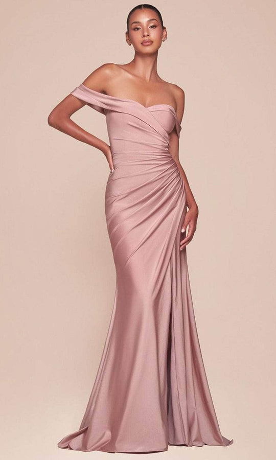 Ladivine CD790 - Ruched Off Shoulder Long Gown