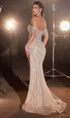 Ladivine CD848 - Fringed Detail Off-Shoulder Prom Gown Prom Dresses6