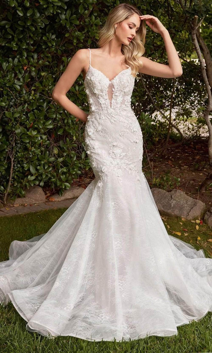 Ladivine CD856W - Sleeveless Mermaid Bridal Gown Bridal Dresses 2 / Off White-Nude