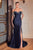 Ladivine CD867 - Embellished Off-Shoulder Sheath Gown Evening Dresses 2 / Navy