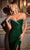 Ladivine CD867 - Embellished Off-Shoulder Sheath Gown Special Occasion Dress 2 / Emerald