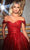 Ladivine CD870 - Glitter Off Shoulder Evening Dress Cocktail Dresses 4 / Red