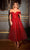 Ladivine CD870 - Off-Shoulder Tea-Length Dress Cocktail Dresses 2 / Red