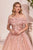 Ladivine CD955 - Straight Across Glitter Prom Gown Prom Dresses 4 / Rose Gold