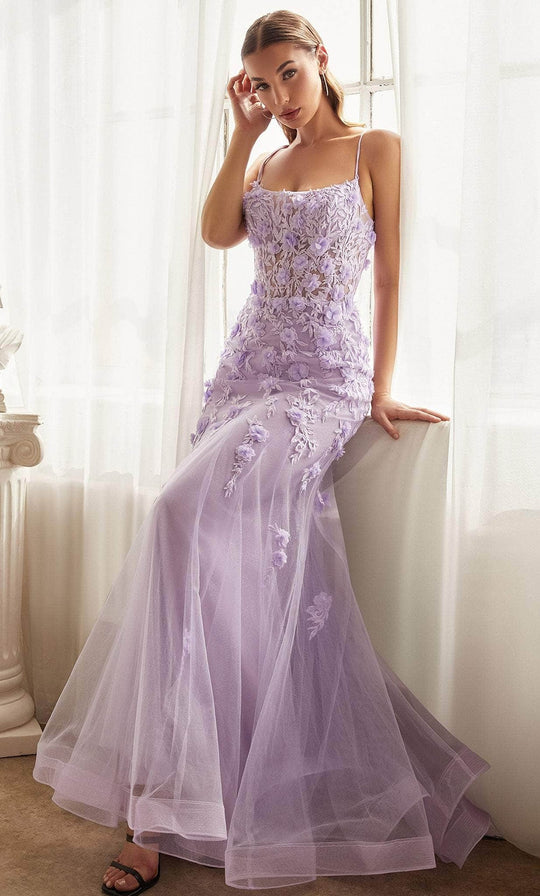 Ladivine CD995 - Scoop Appliqued Trumpet Evening Gown