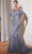 Ladivine CDS438 - Floral Mermaid Glitter Gown Evening Dresses 2 / Smoky Blue