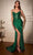 Ladivine CDS439 - Lace Adorned Mermaid Gown Special Occasion Dress 2 / Emerald