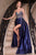 Ladivine CDS440 - Beaded Corset Satin Sheath Prom Dresses 2 / Midnight