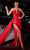 Ladivine CDS441 - Asymmetric Pleated Sheath Gown Prom Dresses 2 / Red