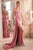 Ladivine CDS441 - Asymmetric Pleated Sheath Gown Prom Dresses 2 / Rose Pink