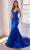 Ladivine CDS470 - Beaded Appliqued Illusion Evening Gown Prom Dresses 2 / Royal