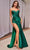 Ladivine CDS487 - Pleated Sheath Evening Dress Evening Dresses 2 / Emerald