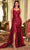 Ladivine CDS496 - Ruched Lace Appliqued Prom Gown Prom Dresses 2 / Burgundy