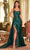 Ladivine CDS496 - Ruched Lace Appliqued Prom Gown Prom Dresses 2 / Emerald