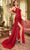 Ladivine CDS496 - Ruched Lace Appliqued Prom Gown Prom Dresses 2 / Red