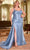Ladivine CDS496C - Ruched Detailed Sleeveless Prom Gown Prom Dresses 16 / Dusty Blue
