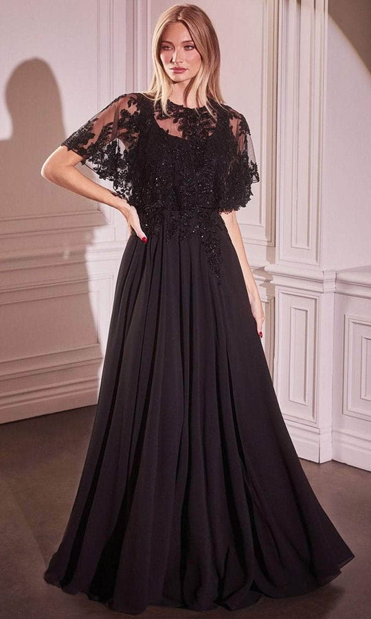 Ladivine CDS503 - Applique Cape Evening Gown