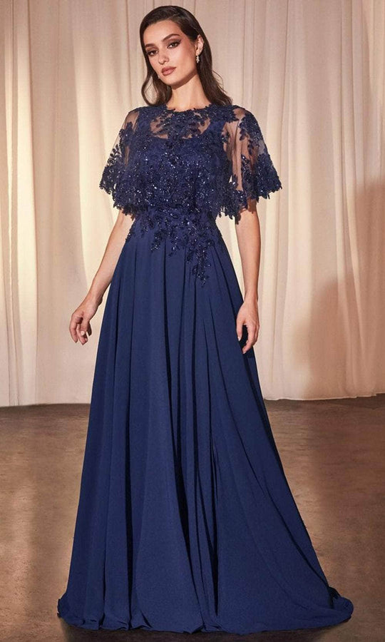 Ladivine CDS503 - Applique Cape Evening Gown