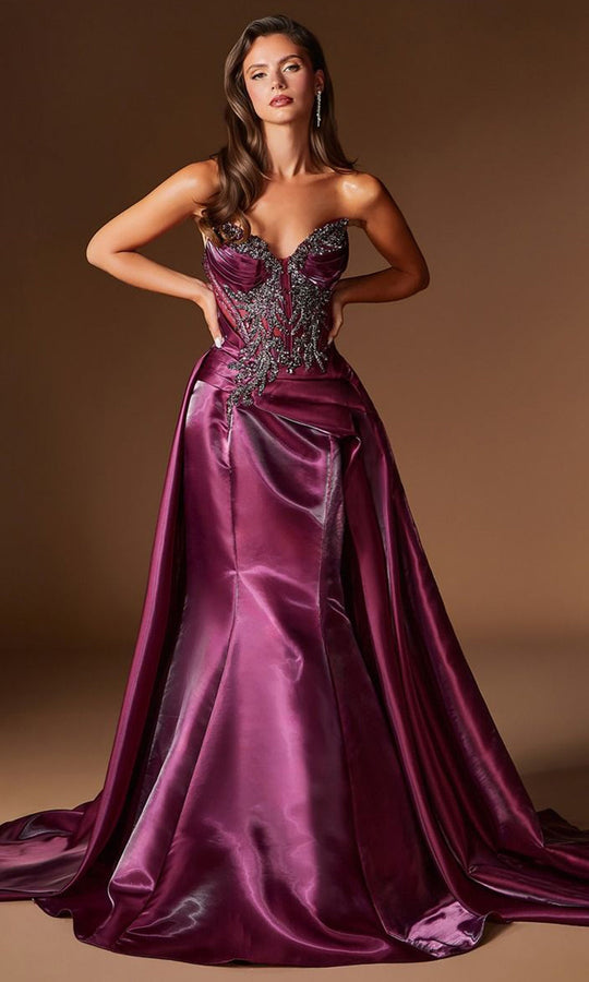 Ladivine CDS568 - Pleated Overskirt Embellished Strapless Prom Gown