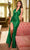 Ladivine CH048 - Pleated Plunging Halter Prom Gown Prom Dresses XXS / Emerald