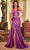 Ladivine CH048 - Pleated Plunging Halter Prom Gown Prom Dresses XXS / Orchid