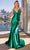 Ladivine CH062 - Pleated Bodice Mermaid Evening Gown Evening Dresses XS / Emerald