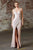 Ladivine CH222 - Sequin Plunging Neck Prom Gown Special Occasion Dress L / Blush