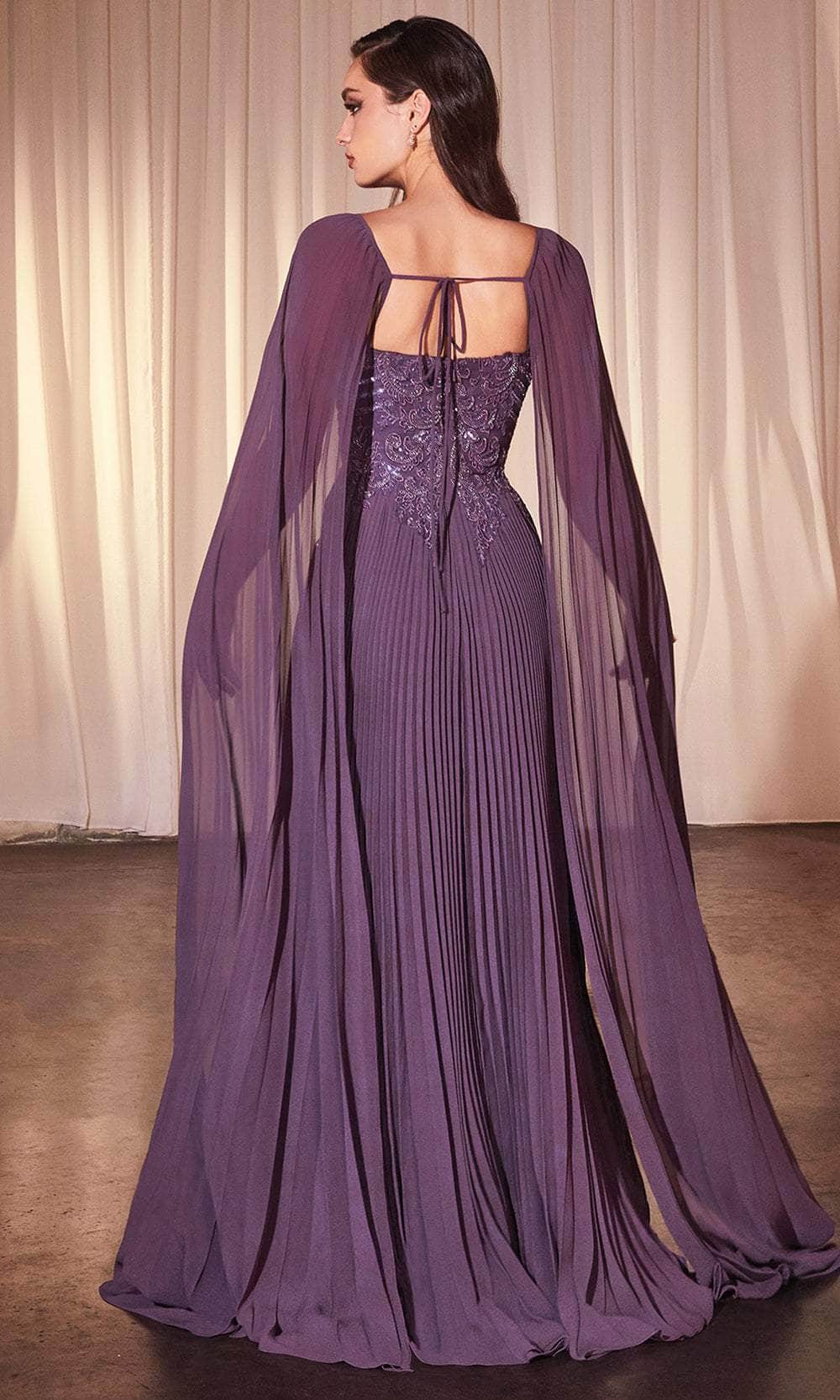 Accordion pleated pearl cape dress -Black-