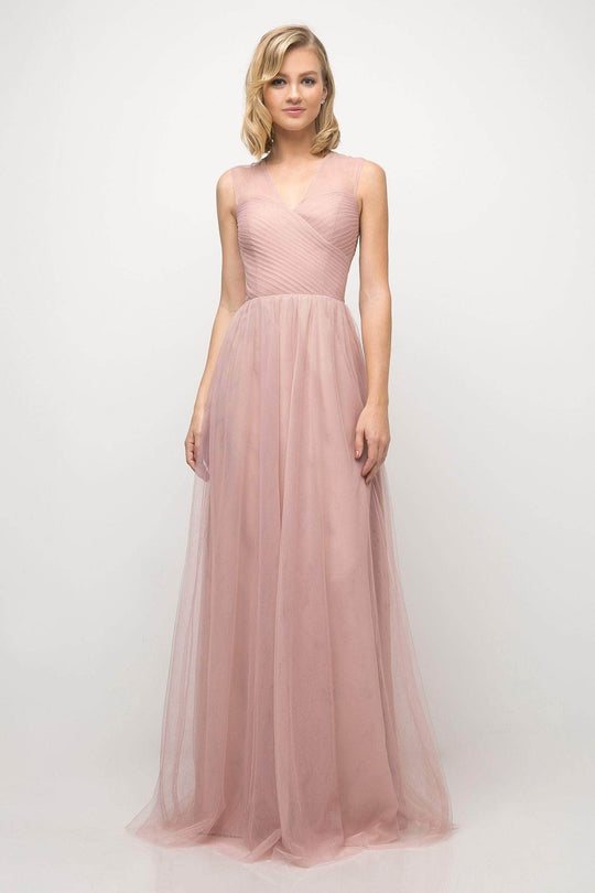 Ladivine ET320 - Pleated Top A-Line Gown