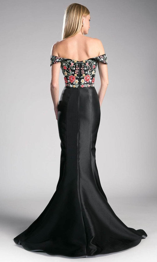 Ladivine HW07 - Off Shoulder Embroidered Trumpet Gown