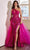 Ladivine J869 - Asymmetric Glitter Sequin Prom Gown Prom Dresses 2 / Fuchsia