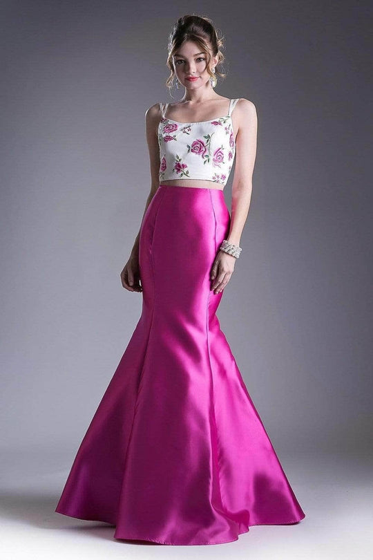 Ladivine KC1737 - Floral Two Piece Mermaid Gown