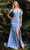 Ladivine KV1057C - Cold Shoulder Pleated Prom Gown Prom Dresses 18 / Light Blue