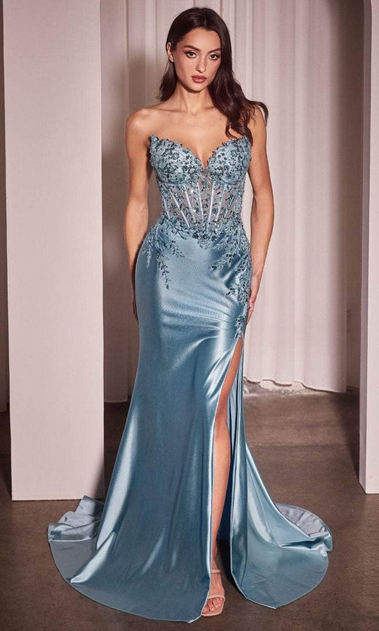 Ladivine KV1112 - Embellished V-Neck Long Gown