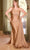 Ladivine PT004C - Asymmetrical Sheath Evening Dress Evening Dresses 16 / Gold