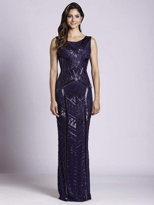 Lara Dresses - 33552 Scoop Neck Beaded Sheath Gown