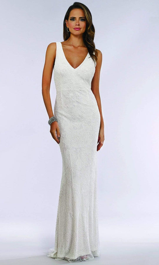 Lara Dresses - 51049 V Neck Sleeveless Sheath Dress