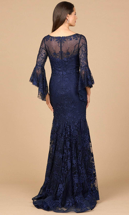 Lara Dresses 28906 - Illusion Bell Sleeve Embroidered Formal Dress
