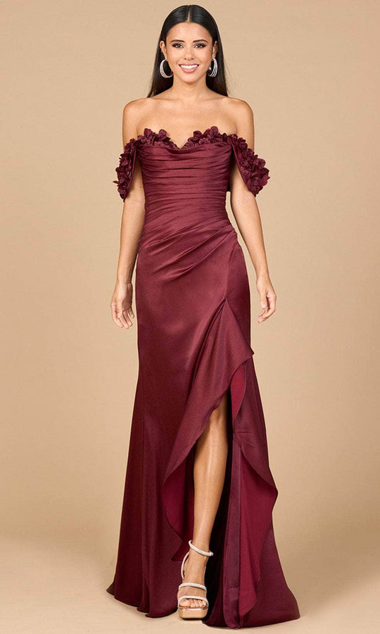 Lara Dresses 28916 - Ruched Ornate Draped Sleeve Evening Dress