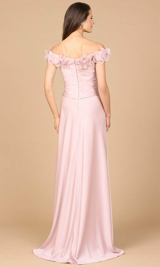 Lara Dresses 28917 - Floral Accented Off Shoulder Formal Dress